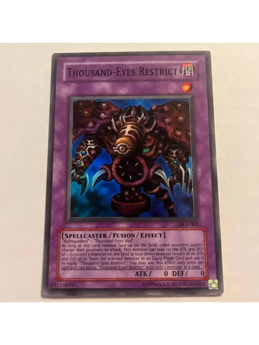 Authentic Thousand-Eyes Restrict DL1-001 - Super Rare Fusion - 0/0 DL1